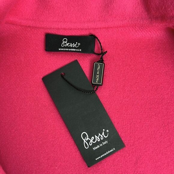 NWT AVERARDO BESSI Italy Boiled Wool Short Jacket 3/4 Sleeves Raspberry Pink - Picture 10 of 14